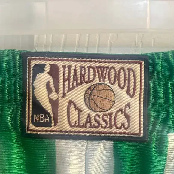 1990s NBA Green White Striped Hardwood Classics Warm-up Pants W Side Snaps